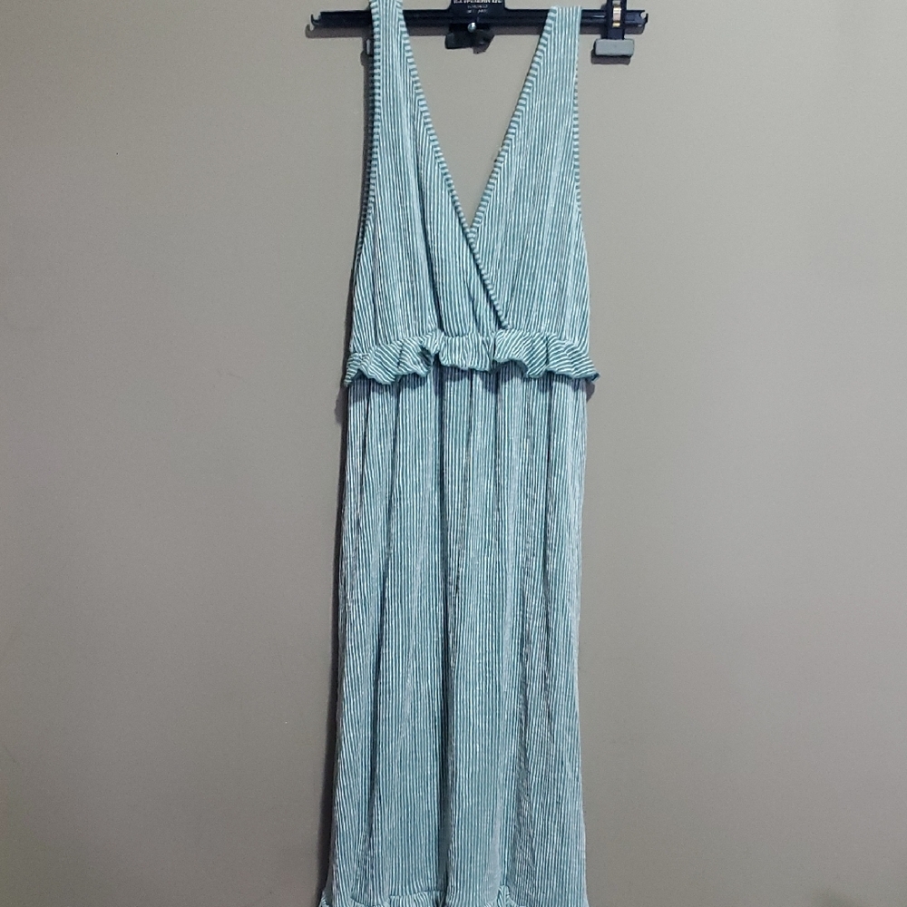 Caution To The Wind Elegant Striped Blue Dress Size Medium